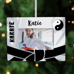 holiday personalized karate picture frame photo ornament – Christmas ornament, holiday tree decoration or gift