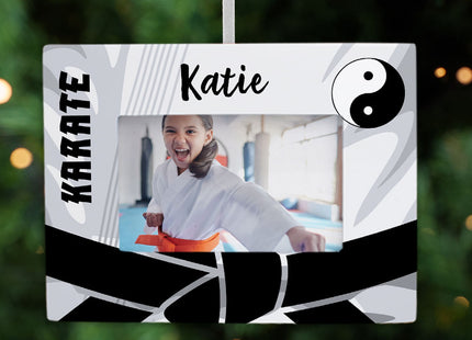 holiday personalized karate picture frame photo ornament – Christmas ornament, holiday tree decoration or gift