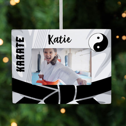 holiday personalized karate picture frame photo ornament – Christmas ornament, holiday tree decoration or gift