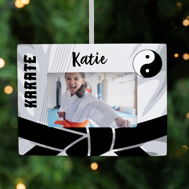 holiday personalized karate picture frame photo ornament – Christmas ornament, holiday tree decoration or gift