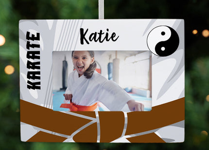 personalized personalized karate picture frame photo ornament – Christmas ornament, holiday tree decoration or gift