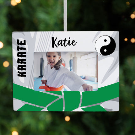 custom personalized karate picture frame photo ornament – Christmas ornament, holiday tree decoration or gift