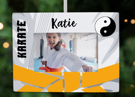 engraved personalized karate picture frame photo ornament – Christmas ornament, holiday tree decoration or gift