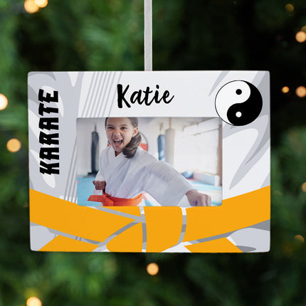 engraved personalized karate picture frame photo ornament – Christmas ornament, holiday tree decoration or gift