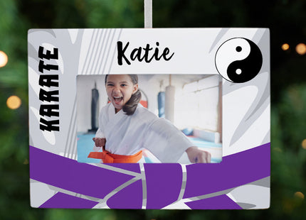 keepsake personalized karate picture frame photo ornament – Christmas ornament, holiday tree decoration or gift