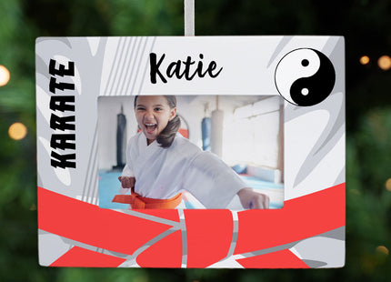 holiday personalized karate picture frame photo ornament – Christmas ornament, holiday tree decoration or gift