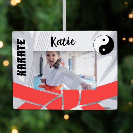 holiday personalized karate picture frame photo ornament – Christmas ornament, holiday tree decoration or gift
