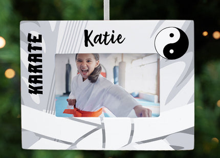 decorative personalized karate picture frame photo ornament – Christmas ornament, holiday tree decoration or gift