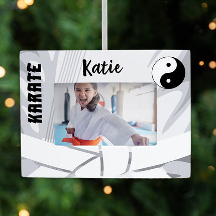 decorative personalized karate picture frame photo ornament – Christmas ornament, holiday tree decoration or gift