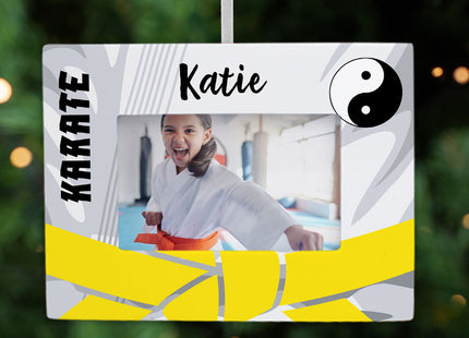 personalized personalized karate picture frame photo ornament – Christmas ornament, holiday tree decoration or gift