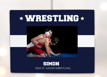 holiday personalized wrestling picture frame photo ornament – Christmas ornament, holiday tree decoration or gift