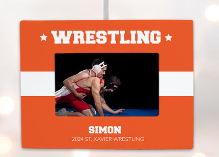 keepsake personalized wrestling picture frame photo ornament – Christmas ornament, holiday tree decoration or gift