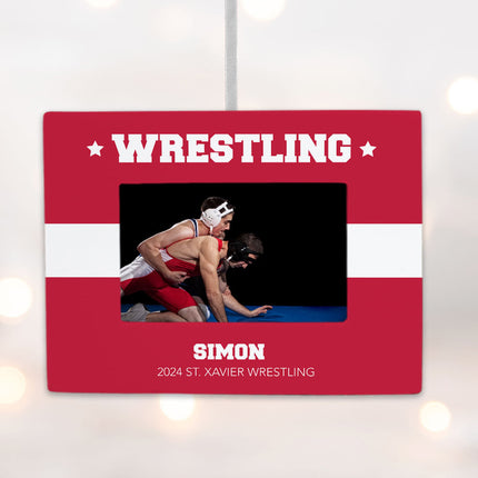 decorative personalized wrestling picture frame photo ornament – Christmas ornament, holiday tree decoration or gift