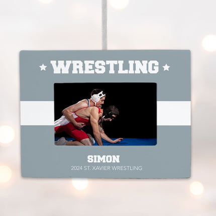 keepsake personalized wrestling picture frame photo ornament – Christmas ornament, holiday tree decoration or gift