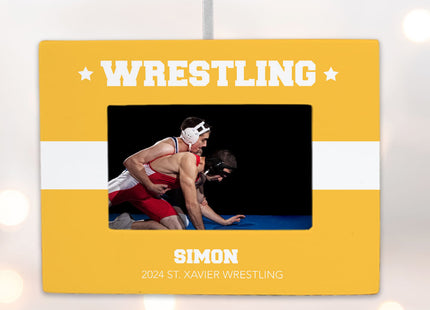 custom personalized wrestling picture frame photo ornament – Christmas ornament, holiday tree decoration or gift