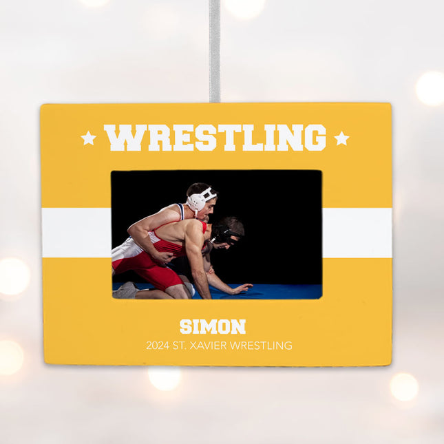 custom personalized wrestling picture frame photo ornament – Christmas ornament, holiday tree decoration or gift