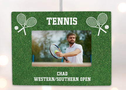 custom personalized tennis picture frame photo ornament – Christmas ornament, holiday tree decoration or gift