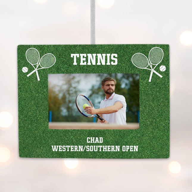 custom personalized tennis picture frame photo ornament – Christmas ornament, holiday tree decoration or gift