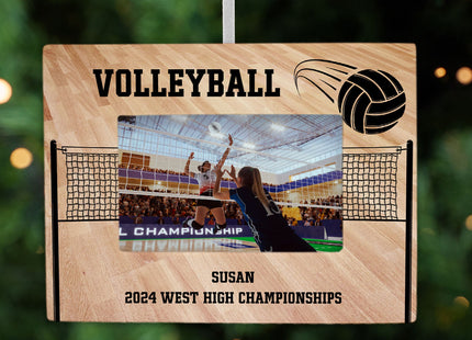 custom personalized volleyball picture frame photo ornament – Christmas ornament, holiday tree decoration or gift