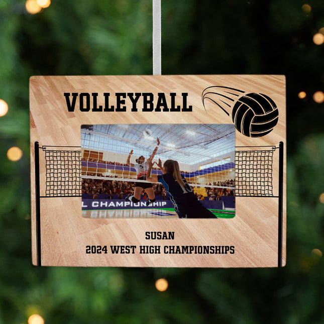 custom personalized volleyball picture frame photo ornament – Christmas ornament, holiday tree decoration or gift