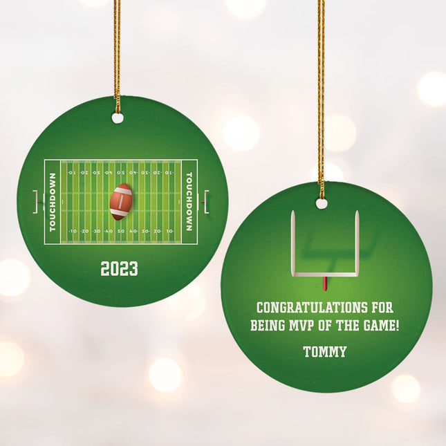 decorative personalized football field christmas ornament – Christmas ornament, holiday tree decoration or gift