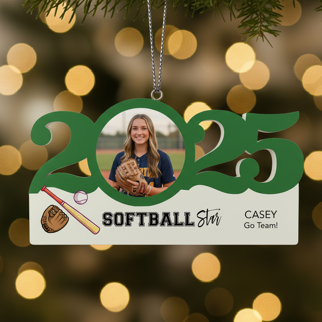 Personalized Dated Softball Ornament
