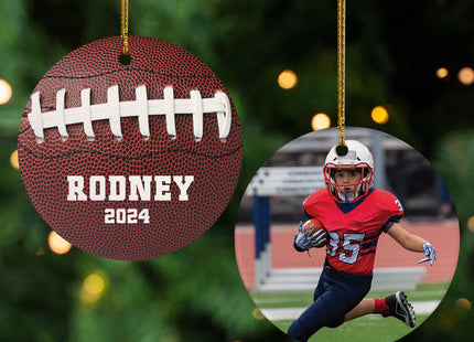 decorative personalized football christmas ornament – Christmas ornament, holiday tree decoration or gift