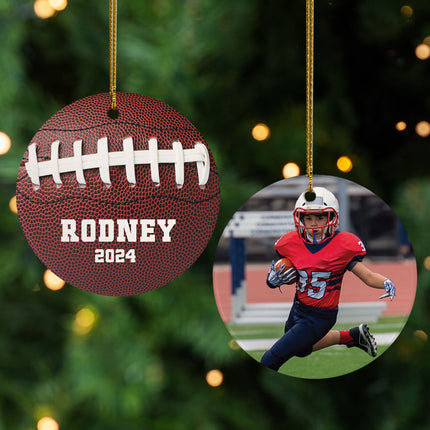 decorative personalized football christmas ornament – Christmas ornament, holiday tree decoration or gift
