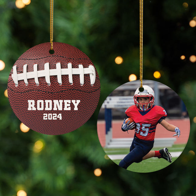 decorative personalized football christmas ornament – Christmas ornament, holiday tree decoration or gift