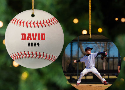 custom personalized baseball christmas ornament – Christmas ornament, holiday tree decoration or gift