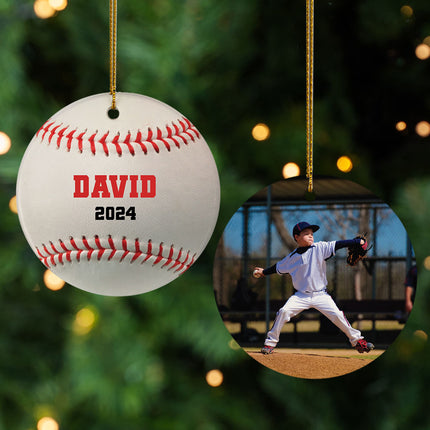 custom personalized baseball christmas ornament – Christmas ornament, holiday tree decoration or gift