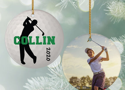 custom personalized golf photo christmas ornament – Christmas ornament, holiday tree decoration or gift