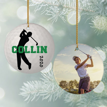 custom personalized golf photo christmas ornament – Christmas ornament, holiday tree decoration or gift