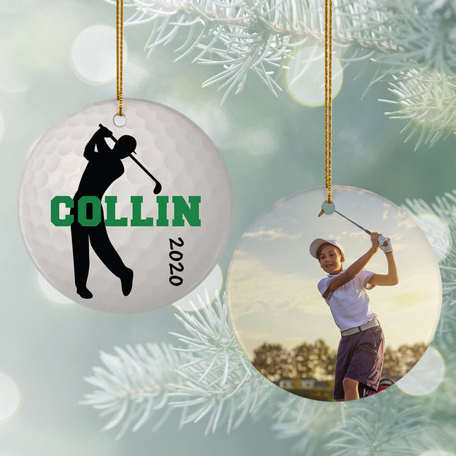 custom personalized golf photo christmas ornament – Christmas ornament, holiday tree decoration or gift