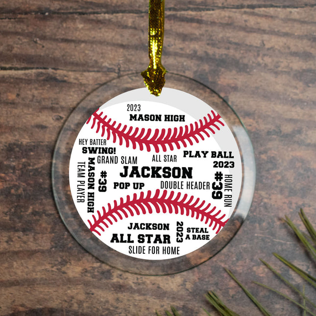 engraved personalized baseball word cloud christmas ornament – Christmas ornament, holiday tree decoration or gift