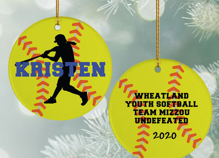 holiday personalized softball christmas ornament – Christmas ornament, holiday tree decoration or gift
