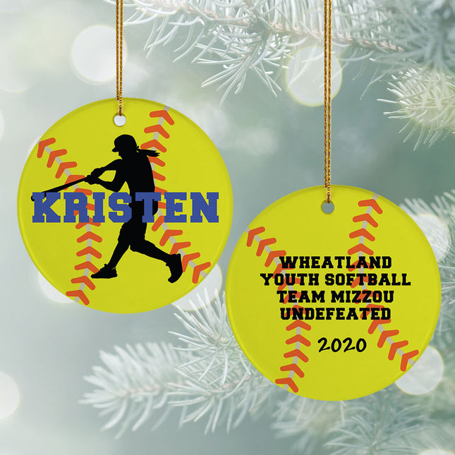 holiday personalized softball christmas ornament – Christmas ornament, holiday tree decoration or gift