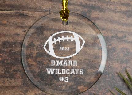 holiday personalized football glass christmas ornament – Christmas ornament, holiday tree decoration or gift