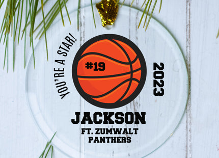 decorative personalized basketball star christmas ornament – Christmas ornament, holiday tree decoration or gift