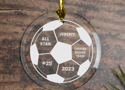 holiday personalized soccer glass christmas ornament – Christmas ornament, holiday tree decoration or gift