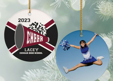 engraved personalized cheer photo christmas ornament – Christmas ornament, holiday tree decoration or gift