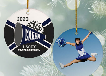 decorative personalized cheer photo christmas ornament – Christmas ornament, holiday tree decoration or gift