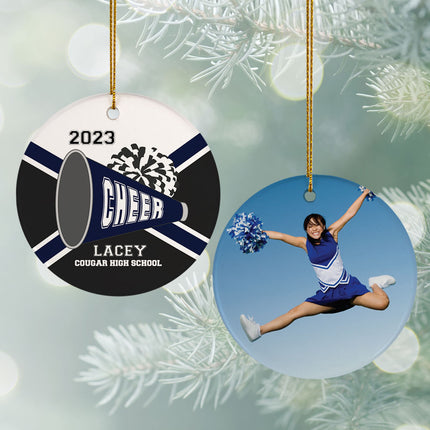 decorative personalized cheer photo christmas ornament – Christmas ornament, holiday tree decoration or gift