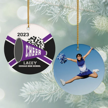 custom personalized cheer photo christmas ornament – Christmas ornament, holiday tree decoration or gift