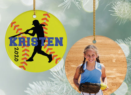 keepsake personalized softball photo christmas ornament – Christmas ornament, holiday tree decoration or gift