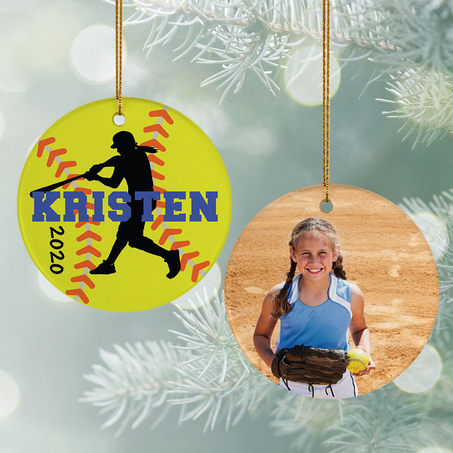 keepsake personalized softball photo christmas ornament – Christmas ornament, holiday tree decoration or gift