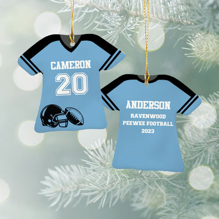 Football Jersey With Solid Stripe On Shoulder Personalized Ceramic Ornament by ORNAMENT SHOP Personalized Ornaments at Ornamentshop.com