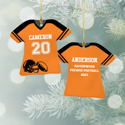 Football Jersey With Solid Stripe On Shoulder Personalized Ceramic Ornament by ORNAMENT SHOP Personalized Ornaments at Ornamentshop.com
