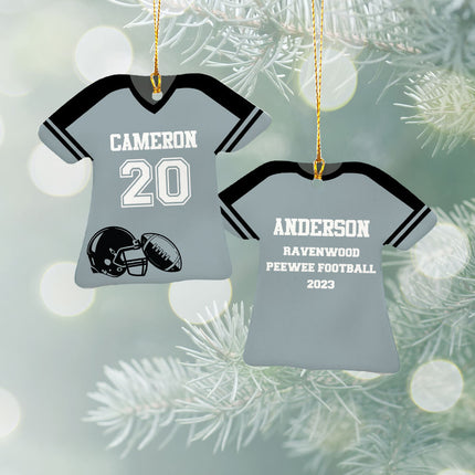 Football Jersey With Solid Stripe On Shoulder Personalized Ceramic Ornament by ORNAMENT SHOP Personalized Ornaments at Ornamentshop.com