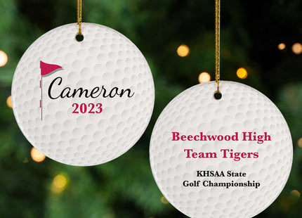 engraved personalized golf ball christmas ornament – Christmas ornament, holiday tree decoration or gift